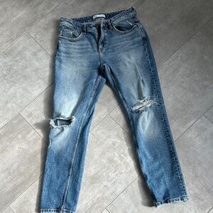 Zara Blue Distressed Ankle Jeans